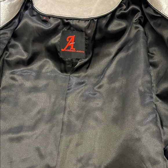 LEATHER Adrienne Landau Silver gray and Black  Geometric Blazer size M - Picture 13 of 16